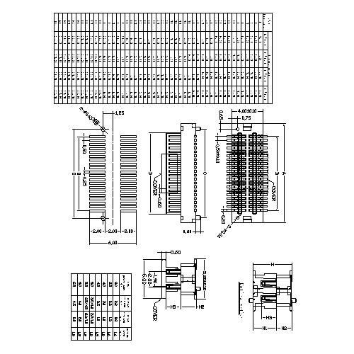 0.5mm  Board to board connector, male,double groove, mating height=3.0~6.5mmBB0.5M-XXXX04
